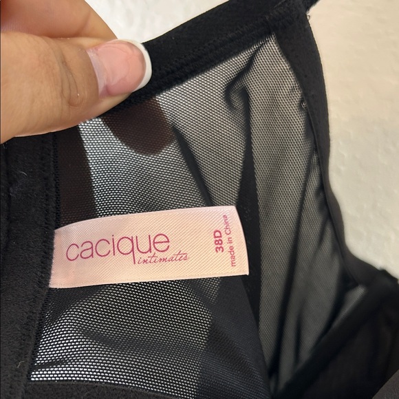 Cacique  Black Faux Leather snake Longline Bustier Bra with Red Trim size 38D - Picture 2 of 4